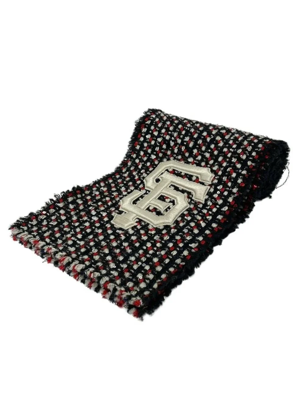 Gucci Scarf Black Mlb Collaboration San Francisco Giants Sequin Cotton Wool